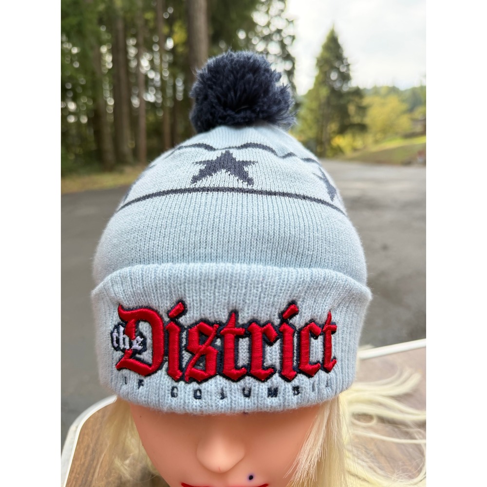 Washington Wizards District Knit Cuffed Pom Beanie Hat Gray Red Black NWT